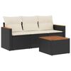 vidaXL 4-delige Loungeset met kussens poly rattan zwart