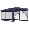 vidaXL Partytent met 6 mesh zijwanden 3x6 m HDPE blauw
