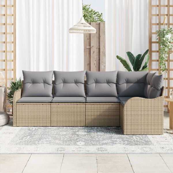 vidaXL Tuin Sofa Set Beige poly rattan