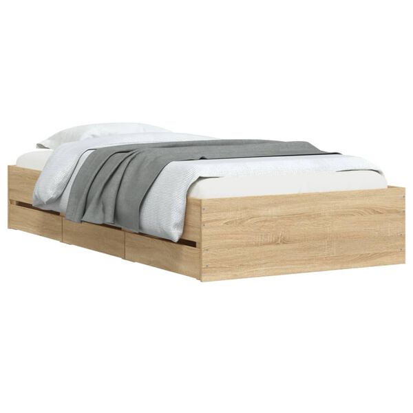 vidaXL Bedframe met lades bewerkt hout sonoma eikenkleurig 100x200 cm