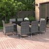 vidaXL 9-delige Tuinset met kussens poly rattan en glas