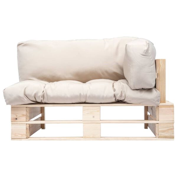 vidaXL Tuinbank pallet met zandkleurige kussens grenenhout