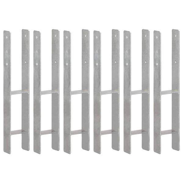 vidaXL Grondankers 6 st 10x6x60 cm gegalvaniseerd staal zilverkleurig