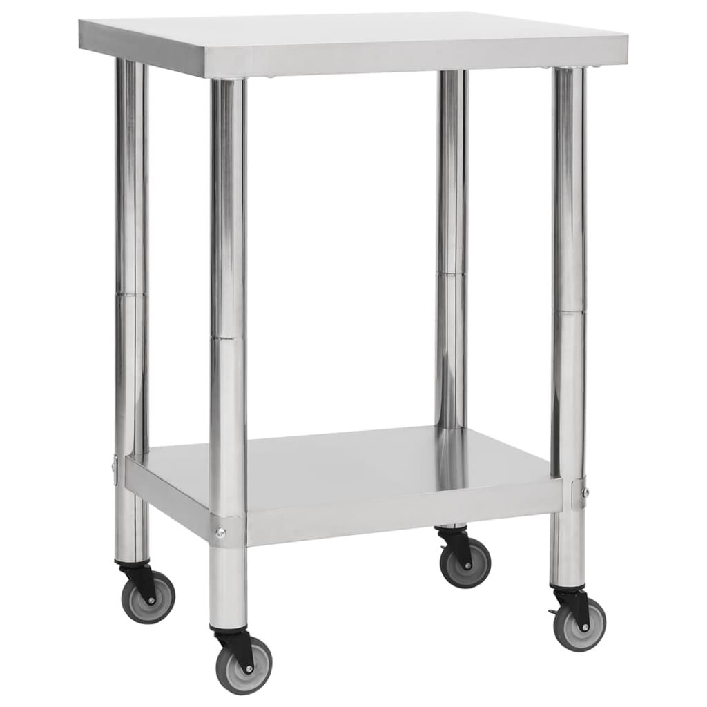 Rvs Tafel Keukentafel Commerciële Keuken Werktafel Prep Tafel met 4 Wielen Rvs 36x24