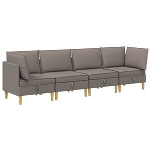 vidaXL Woonkamer Meubelset met kussen met opslag 4 pcs Taupe Stof