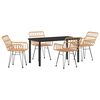 vidaXL Tuin eettafelset 5 pcs Bruin Gepoedercoat staal