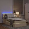 vidaXL Opbergbed met LED met matras met LED Cr&egrave;me 90 x 190 cm Stof