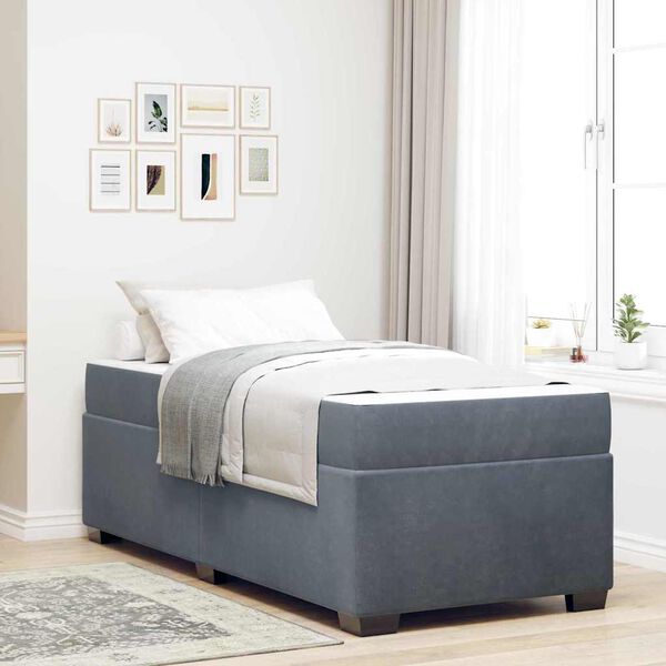 vidaXL Bedframe met matras Donkergrijs 90 x 190 cm Stof