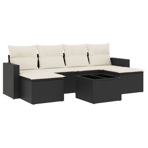 vidaXL 7-delige Loungeset met kussens poly rattan zwart
