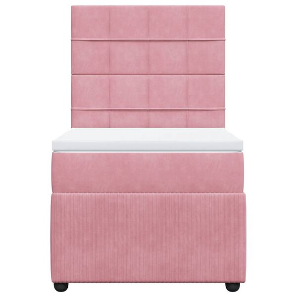 vidaXL Boxspring met matras fluweel roze 100x200 cm