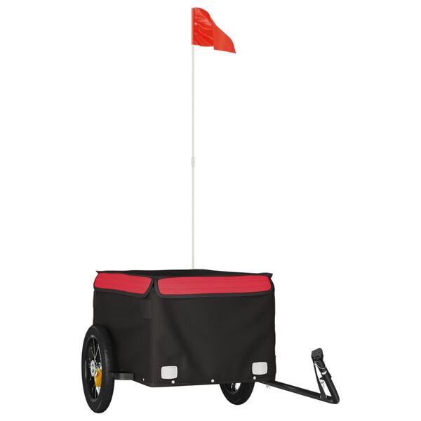 vidaXL Fietstrailer 30 kg ijzer zwart en rood