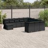 vidaXL 12-delige Loungeset met kussens poly rattan zwart