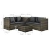 vidaXL 4-delige Loungeset met kussens poly rattan grijs