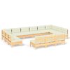 vidaXL 13-delige Loungeset met cr&egrave;mekleurige kussens grenenhout