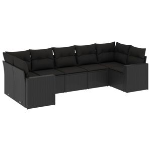 vidaXL 7-delige Loungeset met kussens poly rattan zwart