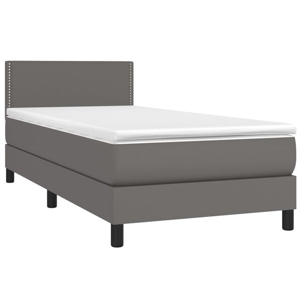 vidaXL Boxspring met matras en LED kunstleer grijs 80x200 cm