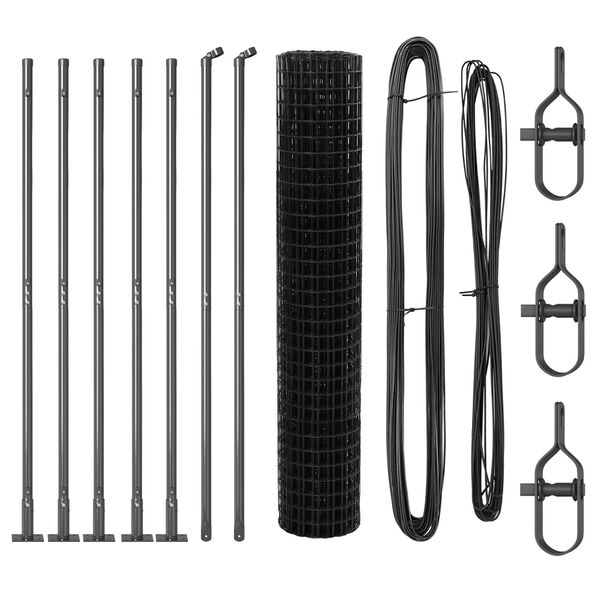 vidaXL Hek met Paal Grijs 1,6 x 10 m Staal en PVC