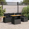 vidaXL 6-delige Loungeset met kussens poly rattan zwart