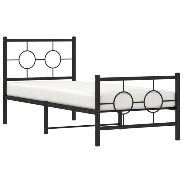 vidaXL Bedframe met hoofd- en voeteneinde metaal zwart 80x200 cm