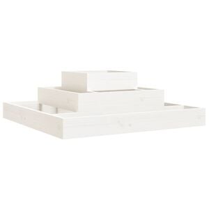 vidaXL Plantenbak 80x80x27 cm massief grenenhout wit