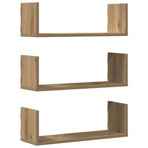 vidaXL Wandschappen 3 st 58x18x18 cm bewerkt hout artisanaal eiken