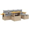 vidaXL 6-delige Loungeset met kussens poly rattan beige
