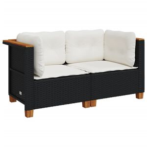 vidaXL Tuinhoekbanken met kussens 2 st poly rattan zwart