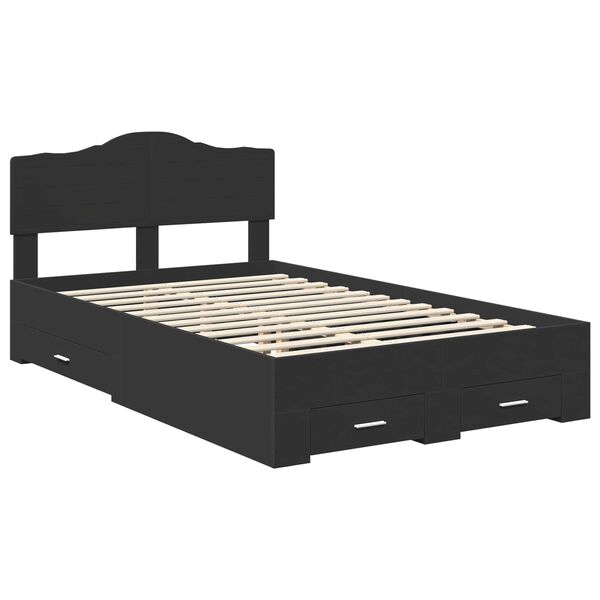 vidaXL Bedframe met hoofdeinde Zwart 120 x 200 cm Bewerkt hout