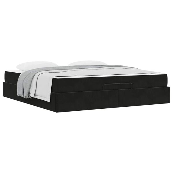 vidaXL Bedframe met matras met matras 2 pcs Zwart Fluweel