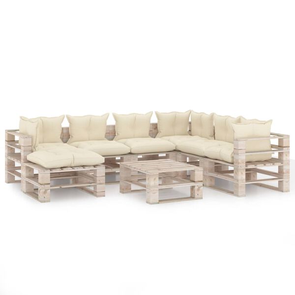vidaXL 8-delige Loungeset met kussens pallet grenenhout