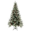 vidaXL Kerstboom met dennenappels 225 cm PVC en PE groen en wit