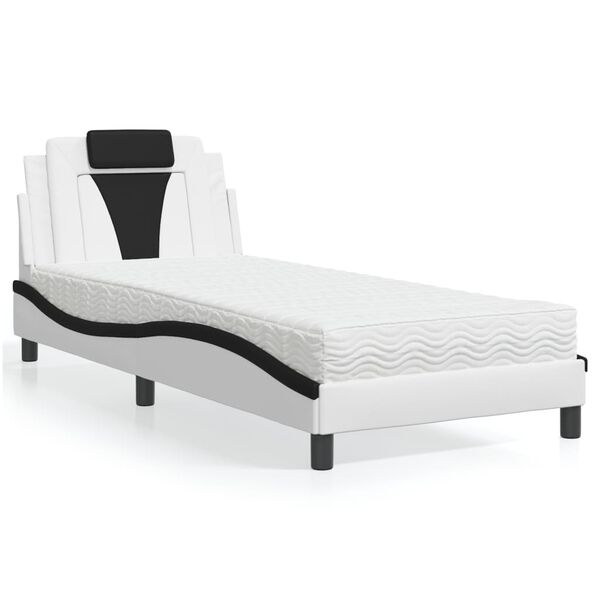 vidaXL Bed "Viana" met matras kunstleer zwart en wit 80x200 cm