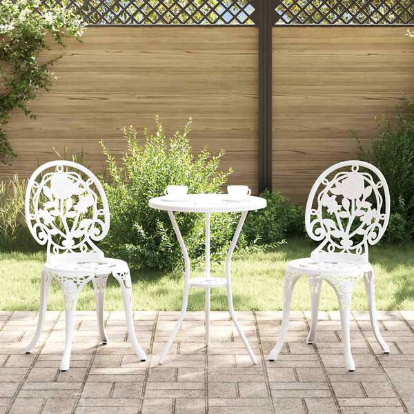 vidaXL Tuin Bistro Set 3 pcs Wit Aluminium