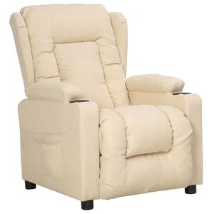 vidaXL Fauteuil verstelbaar stof cr&egrave;mekleurig