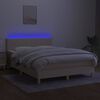 vidaXL Boxspring met matras en LED stof cr&egrave;mekleurig 140x200 cm