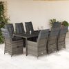 vidaXL 9-delige Tuinset met kussens poly rattan grijs