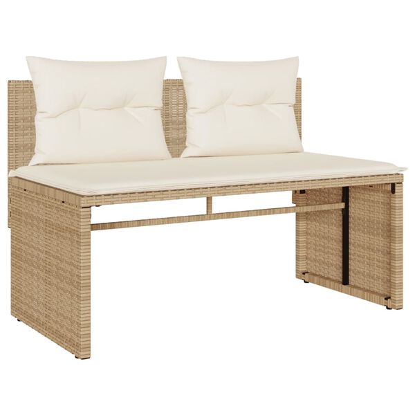 vidaXL 4-delige Loungeset met kussens poly rattan beige