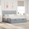 vidaXL Ottoman bed met matrassen en LED's 160x200cm stof lichtgrijs