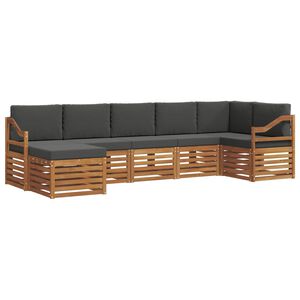 vidaXL Hoekbank Set 7 pcs Natuurlijk en Antraciet Massief Acaciahout