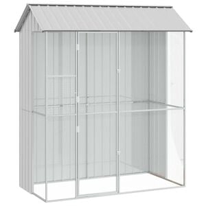 vidaXL Vogelkooi Grijs 215 x 110 x 247 cm Gegalvaniseerd staal
