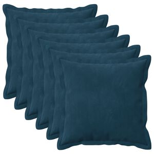 vidaXL Kussen met kussen HOUTEN 6 st Blauw fluweel