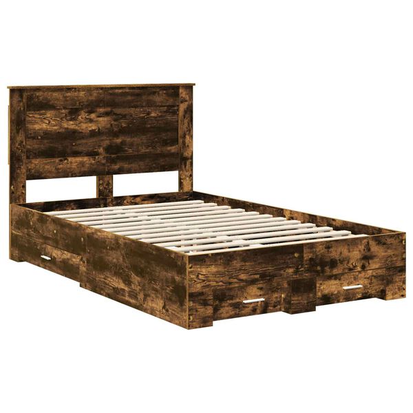 vidaXL Bedframe met lade met hoofdeinde met opslag Bewerkt hout