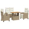 vidaXL 5-delige Tuinset met kussens poly rattan beige