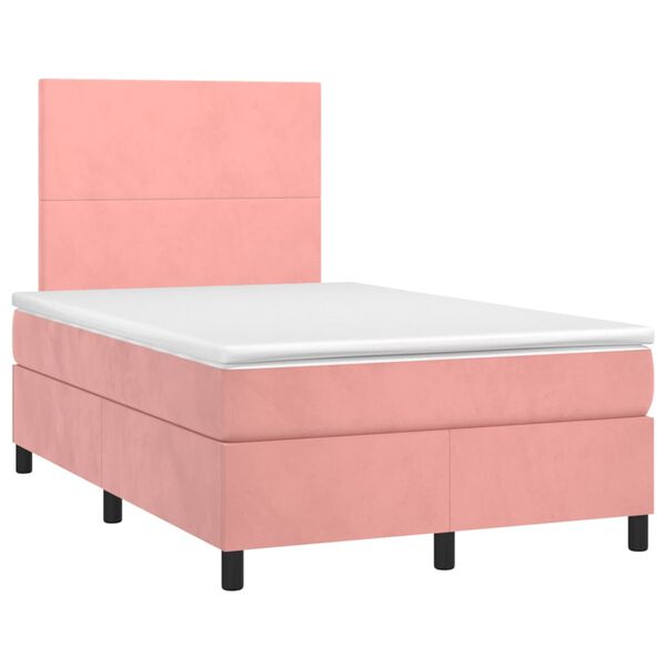 vidaXL Boxspring met matras fluweel roze 120x190 cm