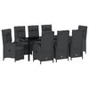 vidaXL Tuin eettafelset 9 st Zwart poly rattan
