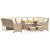 vidaXL 4-delige Loungeset met kussens poly rattan beige