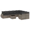 vidaXL 10-delige Loungeset met kussens poly rattan grijs