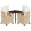 vidaXL 5-delige Tuinset met kussens poly rattan beige