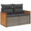 vidaXL 5-delige Loungeset met kussens poly rattan acacia grijs