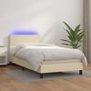 vidaXL Boxspring met matras en LED kunstleer cr&egrave;mekleurig 90x200 cm